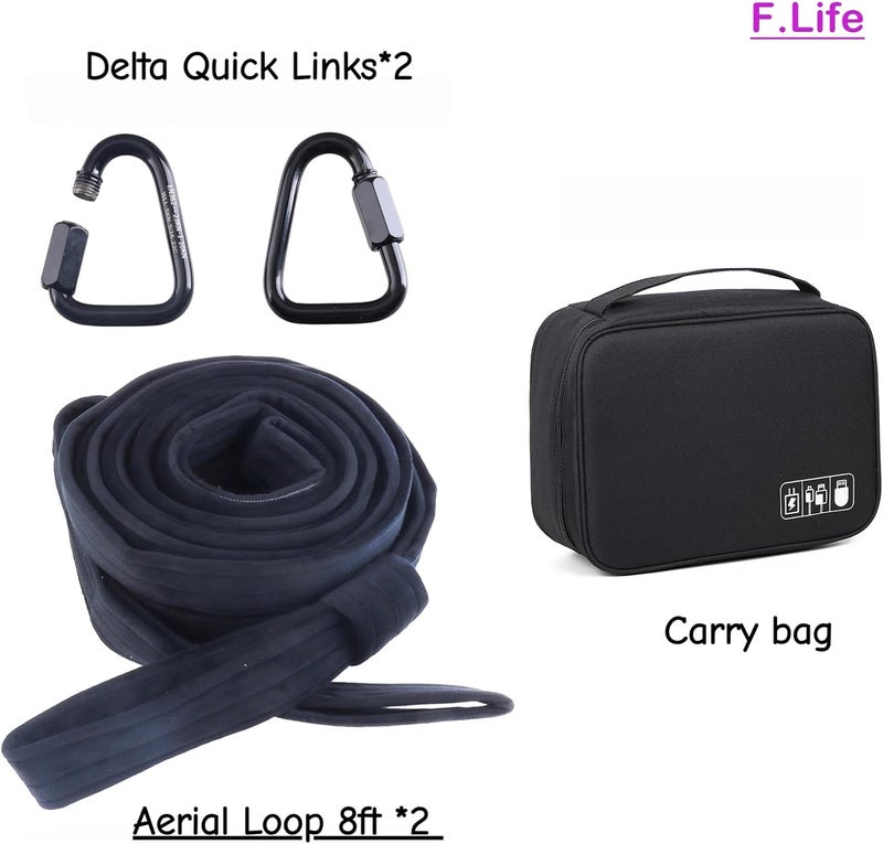 Flife Aerial Loop Straps 8ft Bodyloops 2.5 meter Velvet Covering Soft 1 pair Contortion with 2 Delta Quick Link 1 carry bag Heavy Duty for Aerial Circus Dance - Image 5